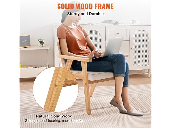 Mid Century Modern Rattan Chair, Upholstered
