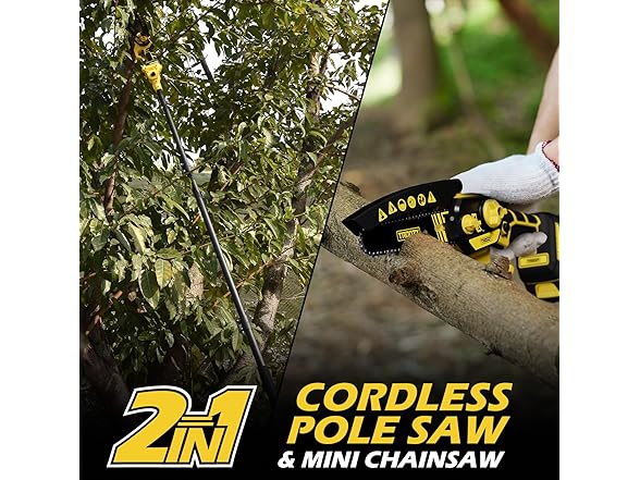 Troozy Cordless Pole Saw & Mini Chainsaw 2-in-1