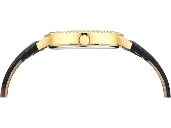 Guess Women's 34mm Watch Black Leather Green Gold