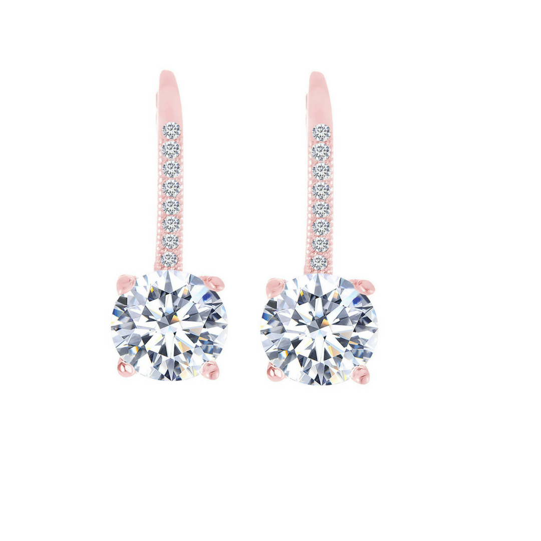 Round Cut Crystal Leverback Earrings - Gallery 8
