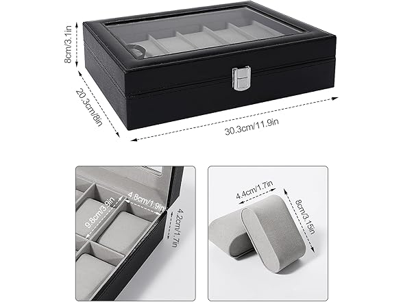 Uten 12 Slots Leather Watch Case Box