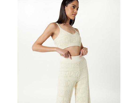 The Drop Women Diza Pull Flare Leg Crochet Pant - Gallery 4