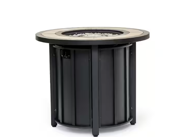 30" Black Round Mosaic Fire Table 50k BTU