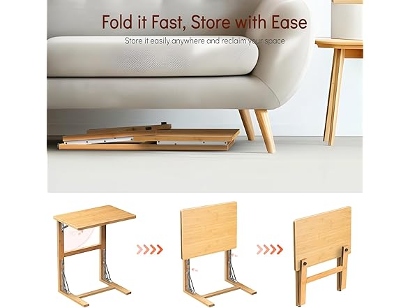 Tatub 24'' Folding TV Tray Table, Foldable C Shape