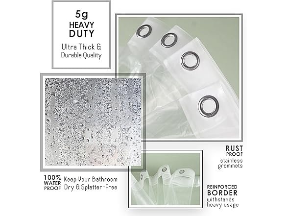 Clara Clark Clear Shower Curt Liner