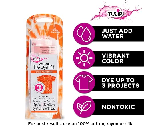 Tulip One-Step Tie-Dye Kit, Vibrant Colors for Fabric Orange