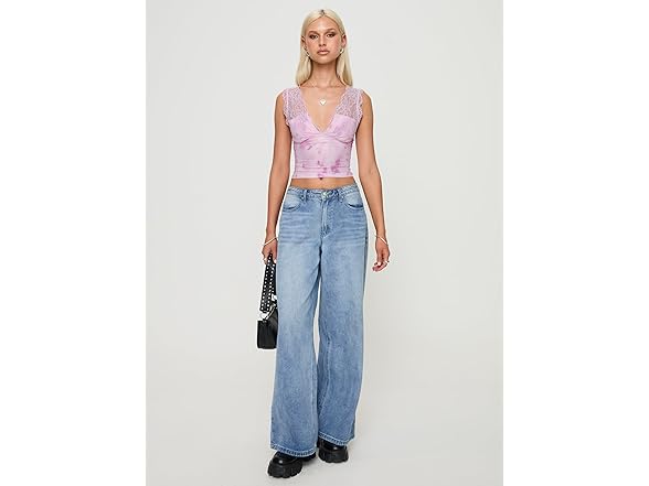 Princess Polly Typha Floral Lace Crop Top