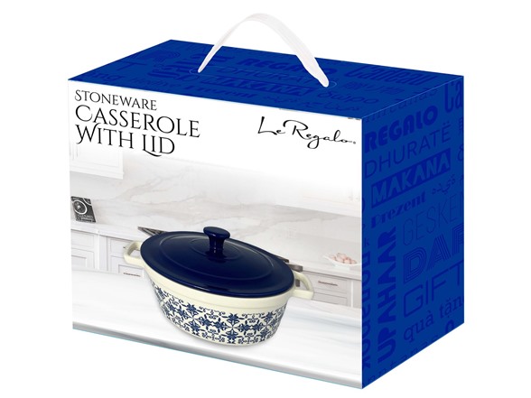 Le Regalo Stoneware Casserole with Lid