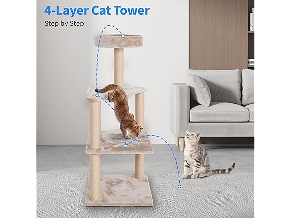 FluffyDream 40" Cat Tree Tower, Beige