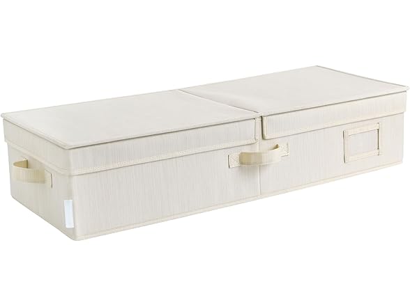 Sukkiri Homu Under Bed Fabric Zipper Blanket Storage Ivory White