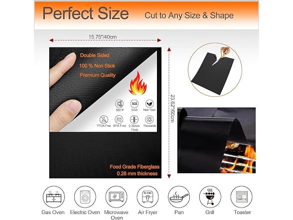 Demiwise 5 Pack Oven Liners for Bottom of Oven Black