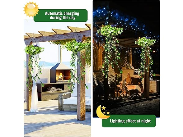 KagoLing Solar Lanterns Hanging Fake Plants