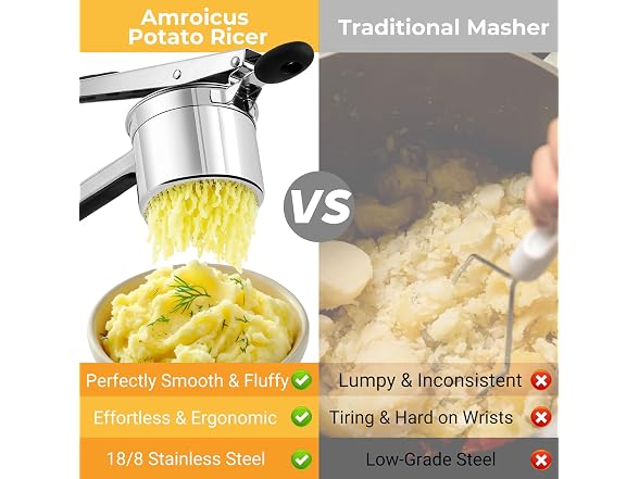 Amroicus Stainless Steel Potato Ricer
