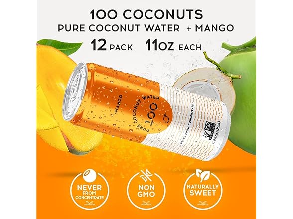 12PK 100 Coconuts Mango Pure Coconut-100%