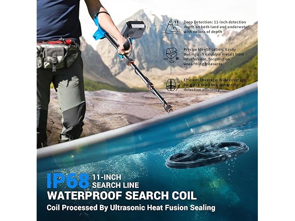 Metal Detector adjusts 19-50" IP68 Waterproof Coil