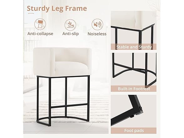 3 Beige Counter Height Bar Stools