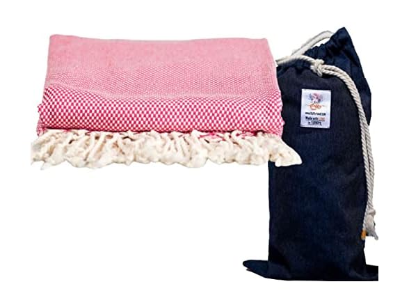 Peshtemal Beach Towel with Travel Bag Cotton,