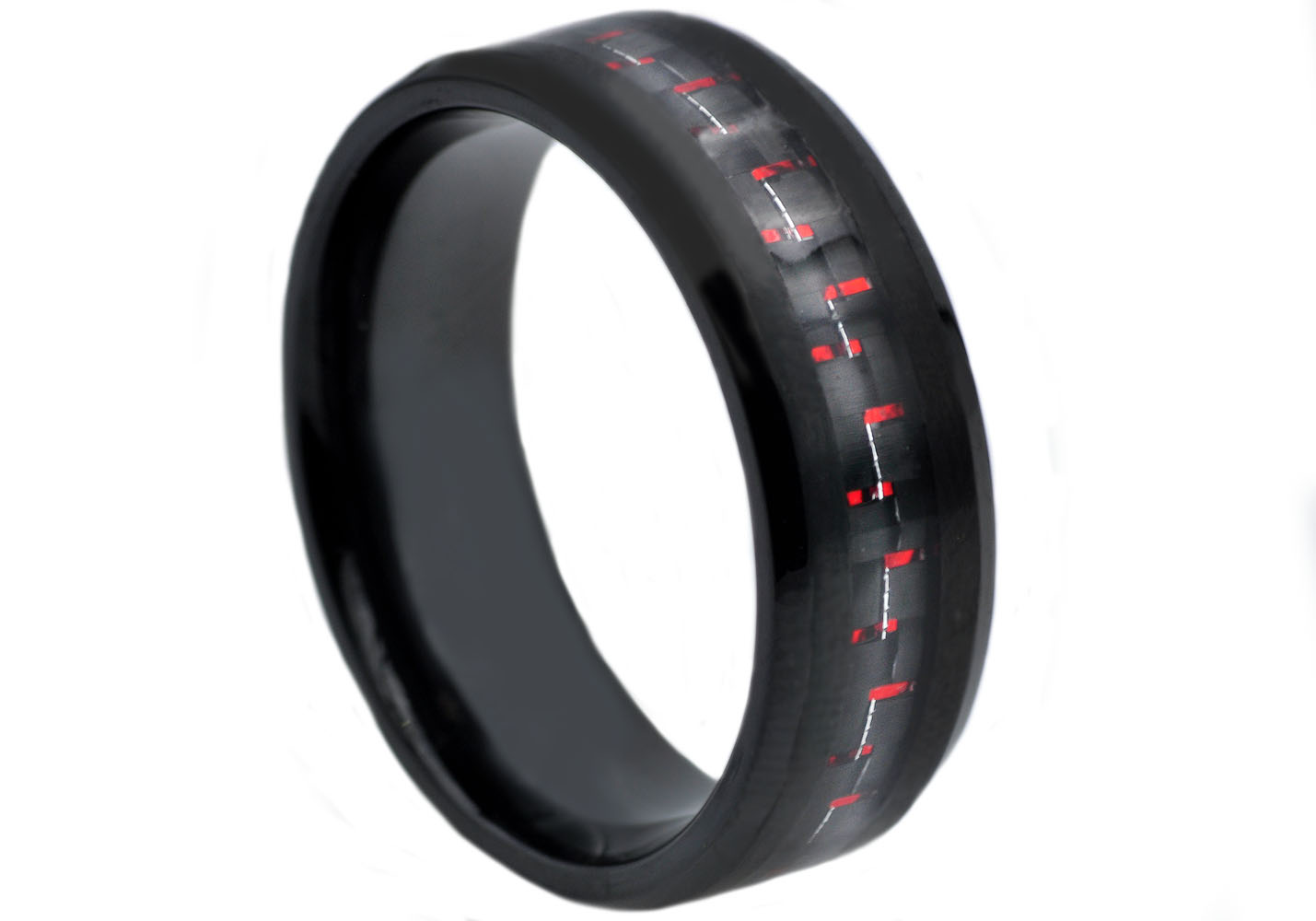 Gold Stainless Steel Carbon Fiber Ring - Gallery 4