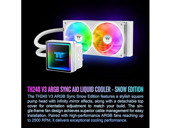 Thermaltake TH240 V3 ARGB CPU Liquid Cooler 240mm White