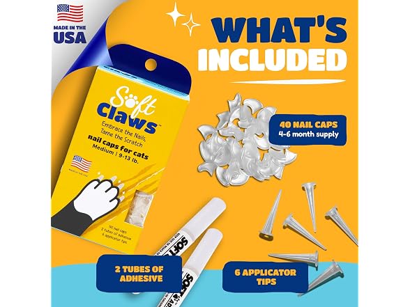 Soft Claws Nail Caps for Medium Cats, 40 Cap