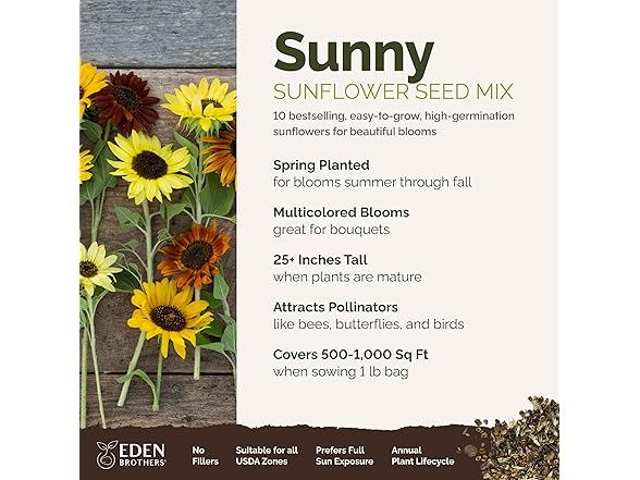Eden Brothers Sunny Flower Mixed Seeds