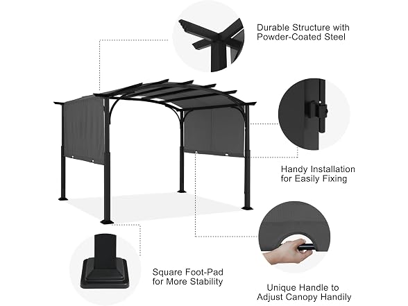 ABCCANOPY Arched Pergola 10'x12' Retractable