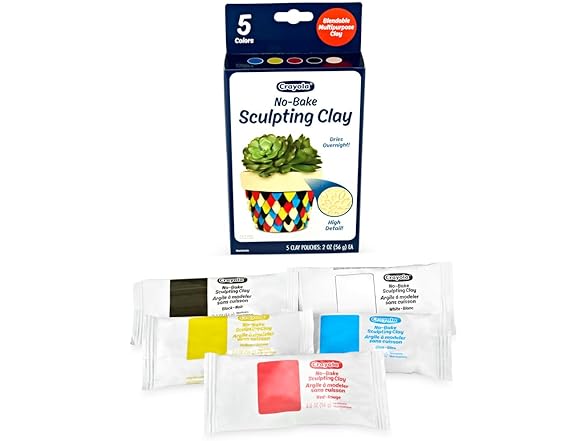 Crayola No Bake Sculpting Clay (5 Colors), 2oz