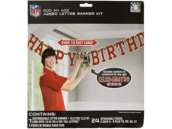 Adorable Multi-Color NFL Drive Add-An-Age Letter Banner