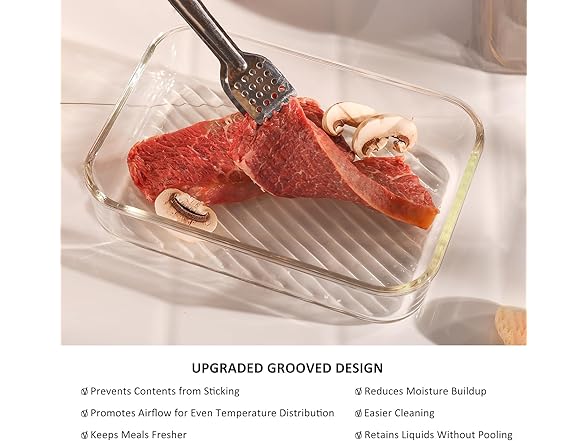 EATEX Grooved Base Glass Meal Prep Containers
