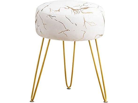Lue Bona Beige and Gold Vanity Stool
