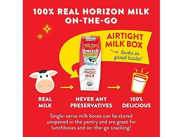 6PK Horizon Organic Shelf Stable Whole Milk