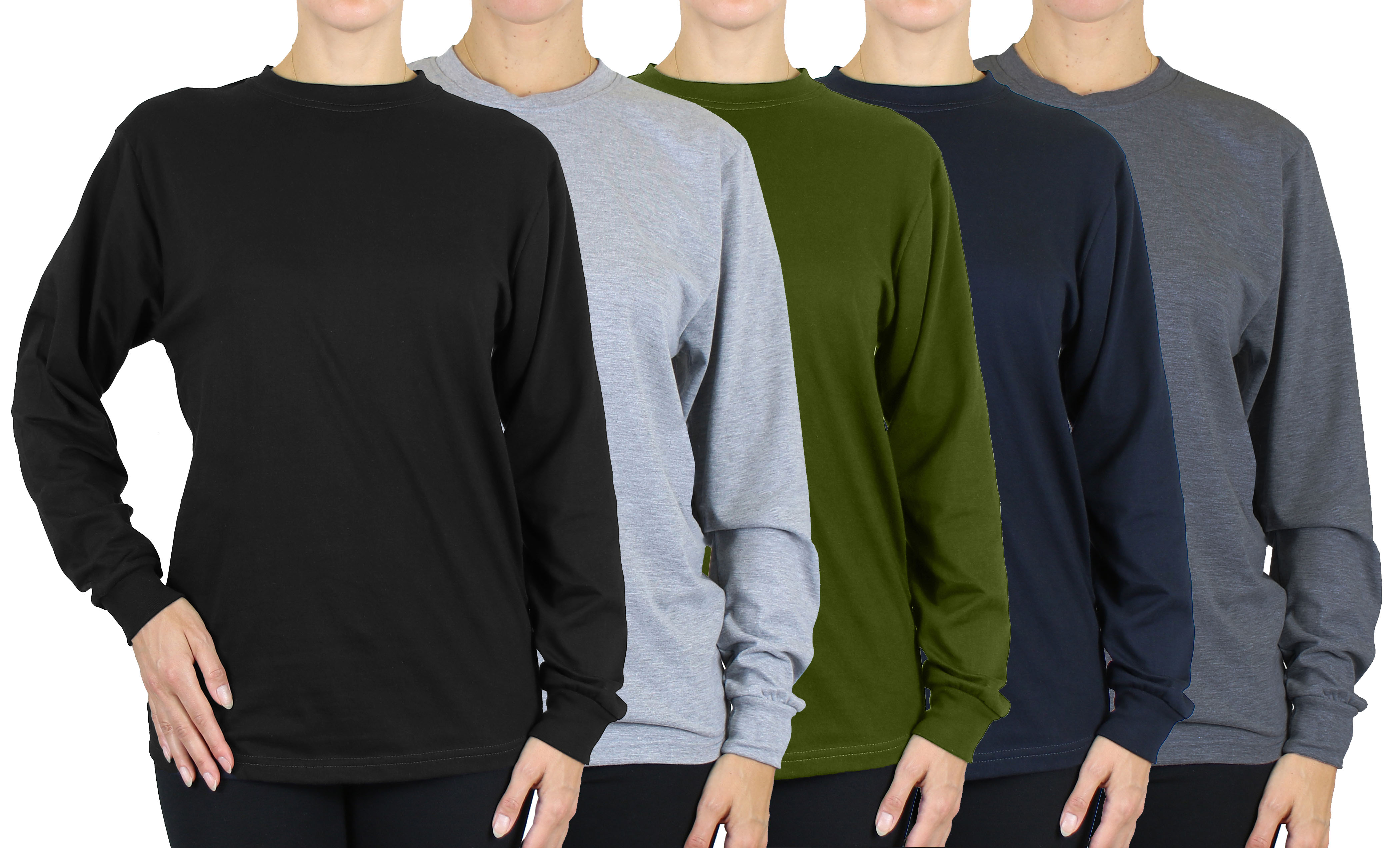 (3 or 6Pk) Womens L/S Loose Fit Solid Shirt - Gallery 11