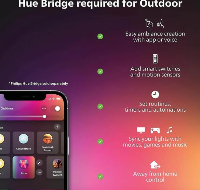 Philips Hue Festavia Permanent Outdoor Lights, 90ft - Gallery 16