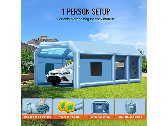 VEVOR Inflatable Paint Booth, 26.2 x 14.8 x 9.8 ft