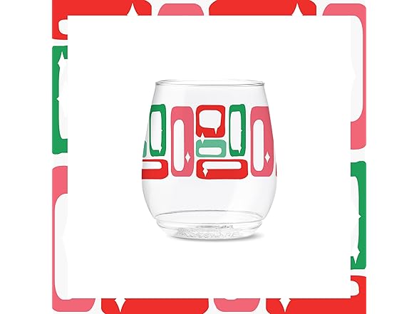 TOSSWARE POP 14oz Vino Retro Festive Pattern Series, SET OF 6