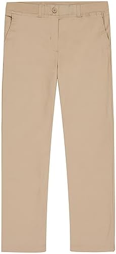 Nautica Girls' School Uniform High Waisted Bootcut Pants Elastic Waistband with Button Closure Twill Material