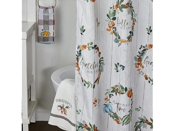 SKL Home Fall Nature's Harvest Bath Towel, White