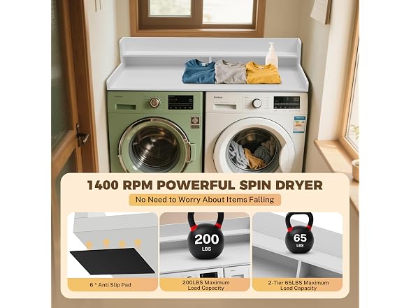 FAHKNS 2-Tier Washer Dryer Countertop - One-piece