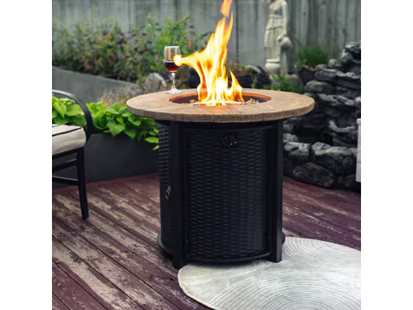 Amity 30" Round Fire Table Wood Top