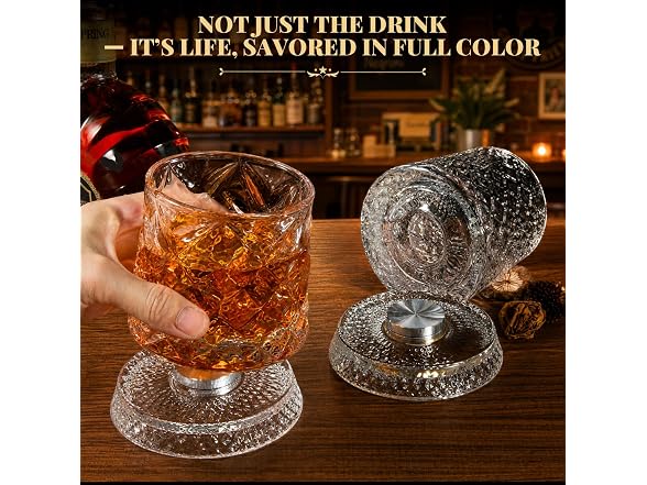 HBXCWYJ Spinning Whiskey Glasses, 2pk