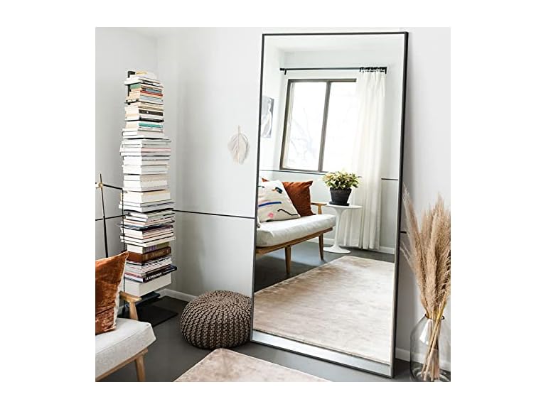 NeuType 71"x34" Large Mirror Full Length Mirror Aluminum Alloy Frame Floor Mirror Wall-Mounted Mirror for Living Room, Bedroom, Hanging or Leaning Against Wall, Black
