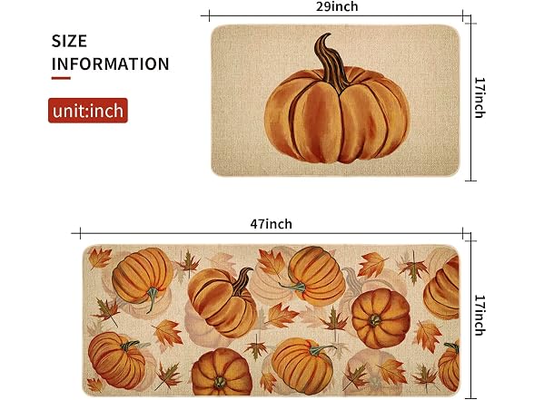 Fall Kitchen Mats Set of 2