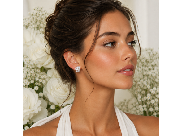 18K Gold Asymmetric CZ Stud Earrings