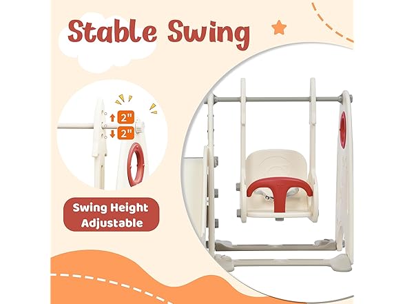 SPOFLYINN Toddler Swing Slide Set 4 in 1