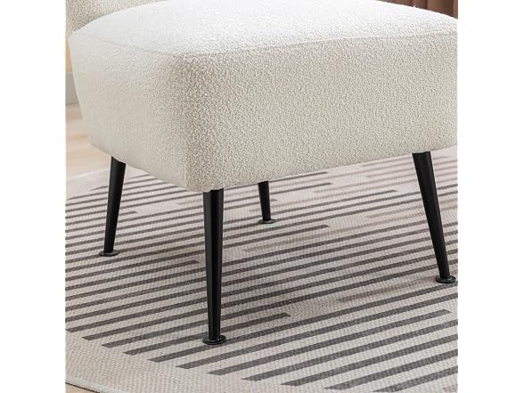 Armless Accent Chair, Upholstered, Beige