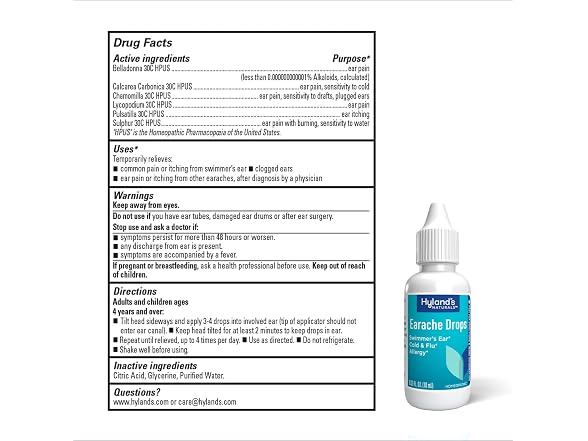 Hylands Earache Drops Multi Symptom Day and Night