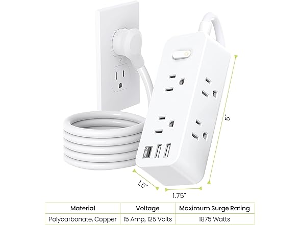 Go Green Power Inc. 6-Outlet Power Strip