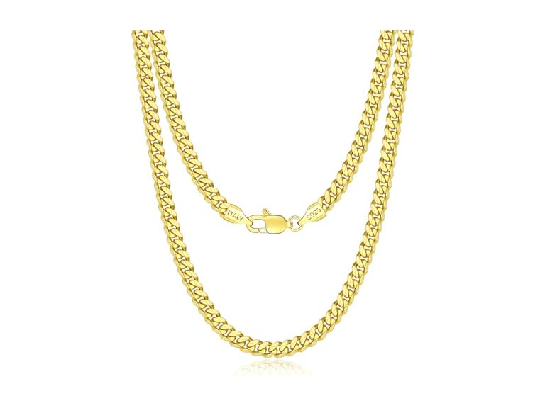 Eterjew 5mm Solid 18k Plated Gold Chain Necklace for Men, Men's Cuban Link Chain Necklace for Men 18 Inch