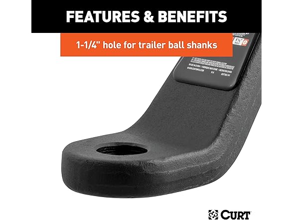 CURT 45459 Forged Trailer Hitch Ball Mount, 2-1/2-Inch Receiver