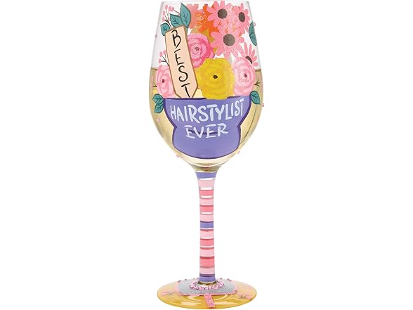 Designs by Lolita Best Hairstylist Ever Hand-Painted Wine Glass 15 oz.